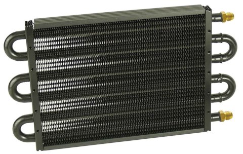 Derale 7000 Series Tube and Fin Transmission Coolers 13316 Cooler, Fin, 6-Pass, Aluminum, -6 AN Male Fittings, 7.625 in. x 13.5 in., x 0.750 in., Kit thumbnail 2