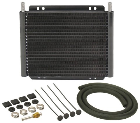 Derale 8000 Series Fin and Plate Transmission Coolers 13503 Fluid Cooler, Transmission, Plate-Type, Aluminum, Black, 9 3/4 in. x 11 in. x 3/4 in., Each thumbnail 1