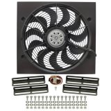 17 Inch 2,400 CFM Derale High-Output Single RAD Fan and Shroud Kit 16919 Fan, Electric, Puller, Black Plastic Blades, Black Powdercoated Steel Shroud, cfm, Brackets, thumbnail 1