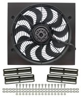 17 Inch 2,400 CFM Derale High-Output Single RAD Fan and Shroud Kit 16919 Fan, Electric, Puller, Black Plastic Blades, Black Powdercoated Steel Shroud, cfm, Brackets, thumbnail 2