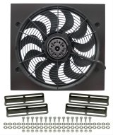17 Inch 2,400 CFM Derale High-Output Single RAD Fan and Shroud Kit 16919 Fan, Electric, Puller, Black Plastic Blades, Black Powdercoated Steel Shroud, cfm, Brackets, thumbnail 3