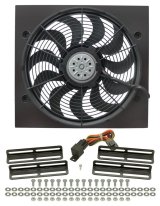 17 Inch 2,400 CFM Derale High-Output Single RAD Fan and Shroud Kit 16919 Fan, Electric, Puller, Black Plastic Blades, Black Powdercoated Steel Shroud, cfm, Brackets, thumbnail 4