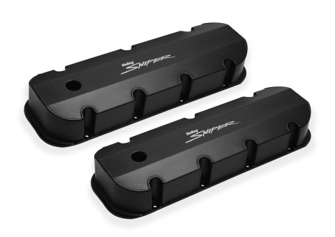 Holley Sniper Fabricated Aluminum Valve Covers 890004B Covers, EFI, Fabricated, Aluminum, 3.5 in. Tall, Baffled, Black, 1.25 in. Breather Holes, Hardware, Chevy, 396-454ci, Pair thumbnail 5
