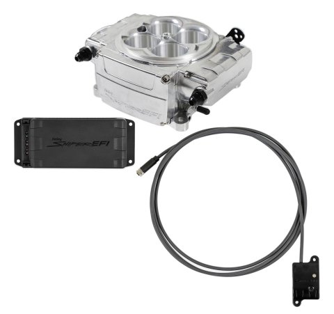 Holley Sniper 2 EFI 650 HP Base Fuel Injection Systems with Power Distribution Module 550-510-BPX System, 2, Self-Tuning, Throttle body, Polished, 4150 Flange, hp Max, 800 CFM, No Pump, PDM, Bluetooth, Kit thumbnail 1