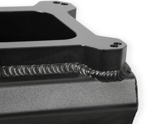 Holley Sniper Carbureted Fabricated Intake Manifolds 827072 Manifolds, Sniper, Carbureted, Dual, 8.50 in. Flange, 1,800-7,000 RPM, 6.875 in. Tall, Welded Aluminum, Black, Ford, 260-302ci, Windsor, Each thumbnail 2