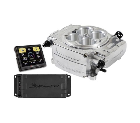 Holley Sniper 2 EFI 650 HP Base Fuel Injection Systems with Power Distribution Module 550-510-3PX System, 2, Self-Tuning, Throttle body, Polished, 4150 Flange, hp Max, 800 CFM, No Pump, PDM, 3.5 in. Display, Kit thumbnail 2