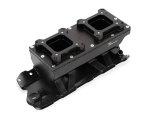 Holley Sniper Carbureted Fabricated Intake Manifolds 825124 Manifolds, Sniper, Carbureted, Dual, 4150 Flange, 1,800-7,000 RPM, 8.503 in. Tall, Welded Aluminum, Black, Chevy, 262-400ci, Each thumbnail 4