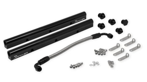 Holley Sniper EFI Fuel Rails 850001 Rails, EFI, Billet Aluminum, Black Anodized, -8 AN Inlet, Hardware, Fittings, for Intakes, Chevy, LS, 5.7L, 6.0L, Kit