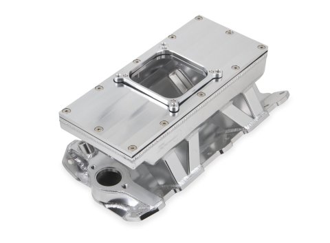 Holley Sniper Carbureted Fabricated Intake Manifolds 825131 Manifolds, Sniper, Carbureted, Single, 4500 Flange, 1,800-7,000 RPM, 8.503 in. Tall, Welded Aluminum, Silver, Chevy, 262-400ci, Each thumbnail 6