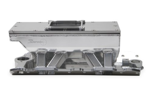 Holley Sniper Carbureted Fabricated Intake Manifolds 825131 Manifolds, Sniper, Carbureted, Single, 4500 Flange, 1,800-7,000 RPM, 8.503 in. Tall, Welded Aluminum, Silver, Chevy, 262-400ci, Each thumbnail 7