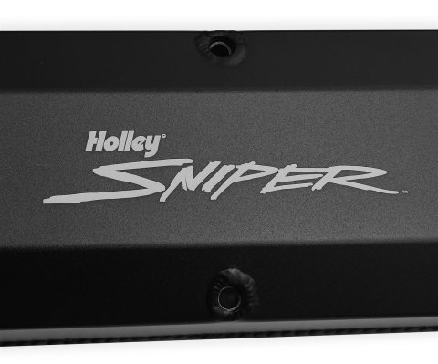 Holley Sniper Fabricated Aluminum Valve Covers 890012B Covers, EFI, Fabricated, Aluminum, Tall, Baffled, 1/4 in. Mount Rail, Black, 1.25 in. Breather Hole, Hdw, Ford, 260-351ci, Windsor, Pair thumbnail 2