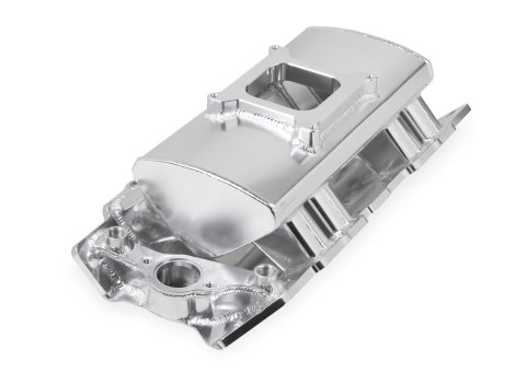 Holley Sniper Carbureted Fabricated Intake Manifolds 835011 Manifolds, Sniper, Carbureted, Single, 4150 Flange, Rectangular Port, 1,800-7,000 RPM, Welded Aluminum, Silver, Chevy, 396-454ci, Each thumbnail 1