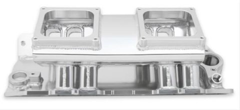 Holley Sniper Carbureted Fabricated Intake Manifolds 835171 Manifolds, Sniper, Carbureted, Dual, 4500 Flange, Rectangular Port, 1,800-7,000 RPM, Welded Aluminum, Silver, Chevy, 396-454ci, Each thumbnail 9