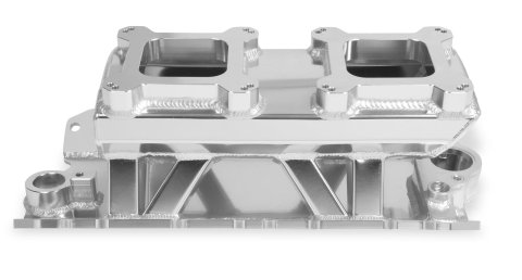Holley Sniper Carbureted Fabricated Intake Manifolds 825071 Manifolds, Sniper, Carbureted, Dual, 4150 Flange, 1,800-7,000 RPM, 6.771 in. Tall, Welded Aluminum, Silver, Chevy, 262-400ci, Each thumbnail 2