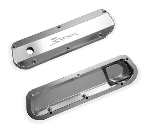 Holley Sniper Fabricated Aluminum Valve Covers 890012 Covers, EFI, Fabricated, Aluminum, Tall, Baffled, 1/4 in. Mount Rail, Silver, 1.25 in. Breather Hole, Hdw, Ford, 260-351ci, Windsor, Pair thumbnail 2