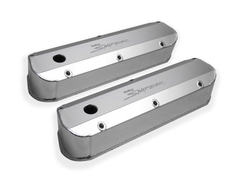 Holley Sniper Fabricated Aluminum Valve Covers 890012 Covers, EFI, Fabricated, Aluminum, Tall, Baffled, 1/4 in. Mount Rail, Silver, 1.25 in. Breather Hole, Hdw, Ford, 260-351ci, Windsor, Pair thumbnail 4