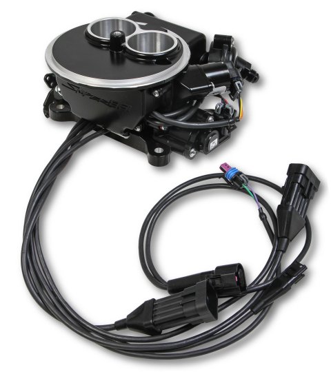 Holley Sniper EFI 2300 Two-Barrel Fuel Injection Systems 550-850K Systems, EFI, 2300, Throttle Body, Black, Flange, Injectors, Pump, Pressure Regulator, Harness, Tuner, Kit thumbnail 4