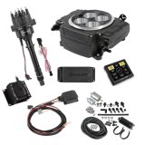 Holley Sniper 2 EFI 650 HP Inline Pump Fuel Injection Systems with Power Distribution Module 550-511-3PK-SBC System, 2, Self-Tuning, Throttle body, Black, 4150 Flange, hp Max, 800 CFM, Pump, PDM, 3.5 in. Display, Chevy, Kit thumbnail 1