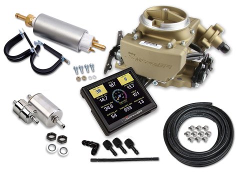 Holley Sniper EFI 2GC Large Bore Fuel Injection Systems 550-857K Systems, EFI, 2GC, Throttle Body, Gold, Bore, Flange, Injectors, Pump, External, Regulator, Harness, Tuner, Kit thumbnail 1