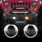 XK Glow LED Fog Light Kits XK042006 Auxiliary Lights, Two Lights, Round, White/Amber Bulb, Clear Lens, 10-30 V, Black Housing, 4 in. Diameter, Jeep, Kit thumbnail 3