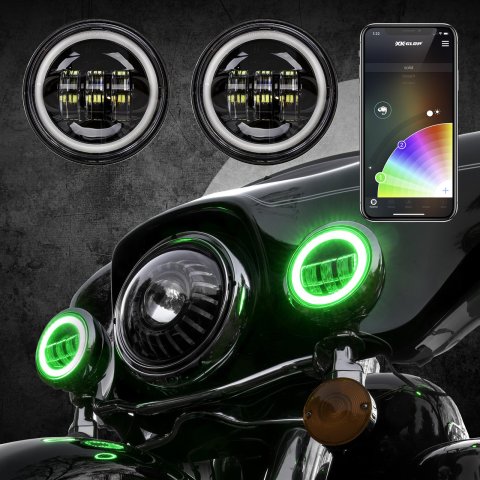 XK Glow XKchrome Running Light Kits XK042011-B Auxiliary Lights, Lights, LED, Driving, Round, White/Amber Bulb, Clear Lens, 12 V, Black Housing, Harley-Davidson®, Kit thumbnail 2