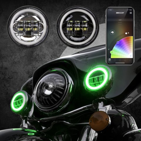 XK Glow XKchrome Running Light Kits XK042011-B Auxiliary Lights, Lights, LED, Driving, Round, White/Amber Bulb, Clear Lens, 12 V, Black Housing, Harley-Davidson®, Kit thumbnail 3