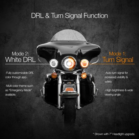 XK Glow XKchrome Running Light Kits XK042011-B Auxiliary Lights, Lights, LED, Driving, Round, White/Amber Bulb, Clear Lens, 12 V, Black Housing, Harley-Davidson®, Kit thumbnail 4