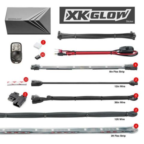 XK Glow Boat LED Accent Kits XK074011 4x 36-in. Strips + 4x10-in. Flex Strips2 Million Color XKGLOW Light Marine/Boat Kit thumbnail 2