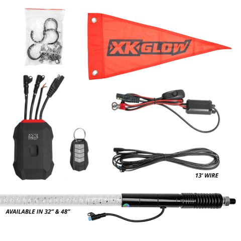 XK Glow LED Accent Lights MX-WHIPB-ADV 2x 48" XKmax RGBW Advanced App Control Whip Light Kit for 4x4 Offroad UTV ATV