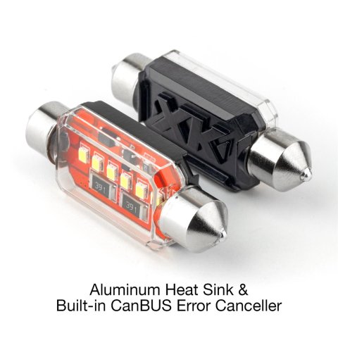 XK Glow Interior LED Light Bulbs XK-FT42-W 2pc 42mm White Festoon Error Free Ultra Bright with Built-in Canbus