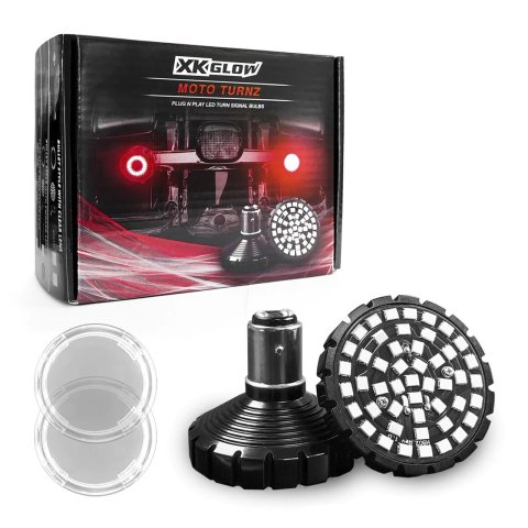 XK Glow Motorcycle LED Turn Signals XK1157B-RR-C Rear Signal Kit - Bullet Style Clear Lenses thumbnail 1