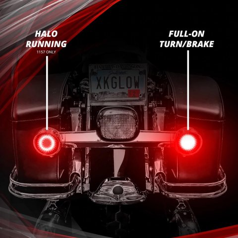 XK Glow Motorcycle LED Turn Signals XK1157B-RR-C Rear Signal Kit - Bullet Style Clear Lenses thumbnail 2