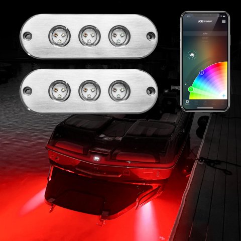 XK Glow LED Accent Lights XK075002-KIT 2PC 27W RGB UNDERWATER LIGHT KIT FOR BOAT thumbnail 5