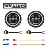 XK Glow XKchrome Running Light Kits XK042007-B Black 2pc. Motorcycle Driving Lights with Amber Halo thumbnail 1