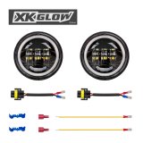 XK Glow XKchrome Running Light Kits XK042007-B Black 2pc. Motorcycle Driving Lights with Amber Halo thumbnail 6