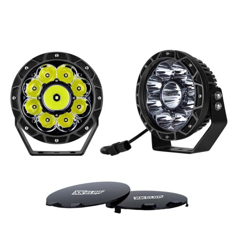 XK Glow Light Bars, Pods and Fog Lights XK066007 2pc 7in 44W Combo Beam Offroad Round Work Kit thumbnail 1