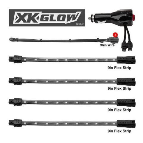 XK Glow LED Undercar Light Kits XK041004-W White - 4x8-in. Single Color XKGLOW UnderglowLED Accent Car/Truck Kit
