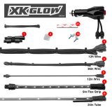 XK Glow LED Undercar Light Kits XK041005-A Amber - 8x24-in. Tube + 4x8-in. Strip Single Color XKGLOW UnderglowLED Accent Car/Truck Kit thumbnail 8