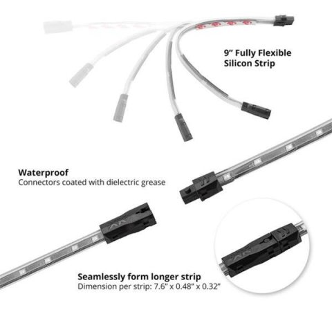 XK Glow Motorcycle LED Accent Kits XK034002-R Red - 10xPod + 4x8-in.Strips Single Color XKGLOW Light Kit thumbnail 3