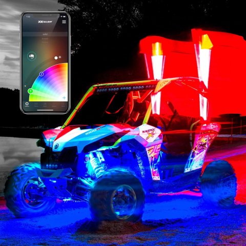 XK Glow XKchrome LED Whip Light Kits XK-WHIPB-ADV Accent Lights, 2x whip 2nd Gen Advanced App Control Kit for 4x4 Offroad UTV ATV thumbnail 1