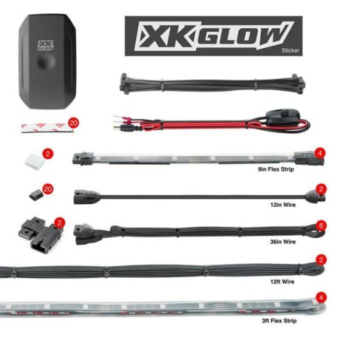 XK Glow Boat LED Accent Kits XK-BOAT-STA Lights, Marine Interior LED, Multicolor, Clear Silicone Housing, On/Off Wiring Harness, One XKchrome BLE 4.0 App Controller, Kit