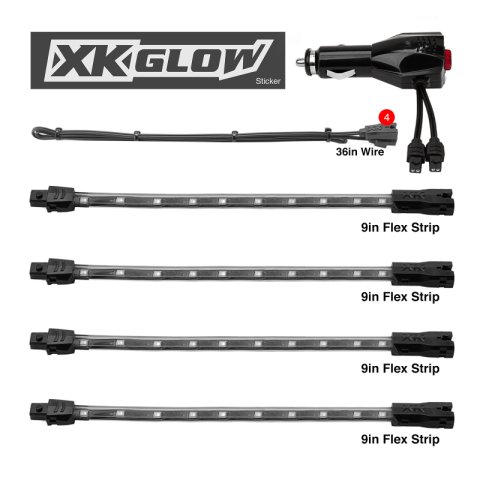 XK Glow LED Undercar Light Kits XK041004-P Pink - 4x8-in. Single Color XKGLOW UnderglowLED Accent Car/Truck Kit thumbnail 6