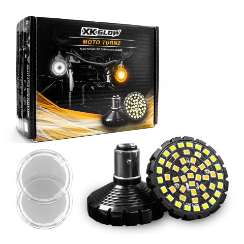 XK Glow Motorcycle LED Turn Signals XK1157B-WA-C Front Signal Kit - Bullet Style Clear Lenses