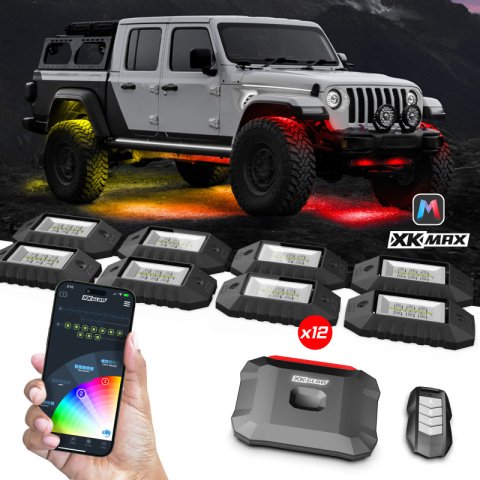XK Glow LED Accent Lights MX-ROCK-PRO XKmax RGBW 12pc Addressable Rock Light Kit
