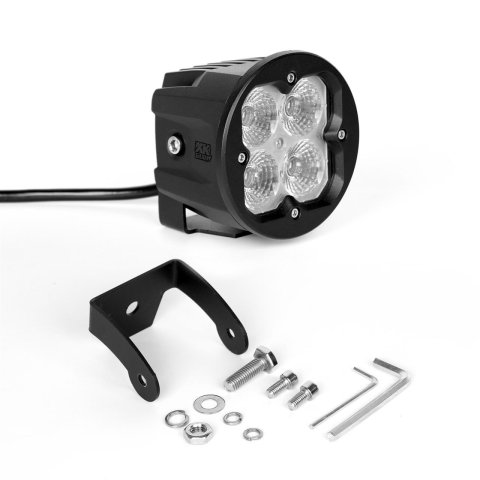 XK Glow C3 Cube Lights XK065003-FL Round XKchrome 20w LED Light with RGB Accent Light - Flood Beam w/Fog Light Bracket