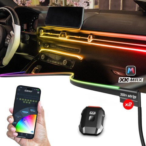 XK Glow LED Accent Lights MX-FO-MINI 2x30" XKmax Fiber Optic Interior Ambient Light Strip App Control Kit thumbnail 1