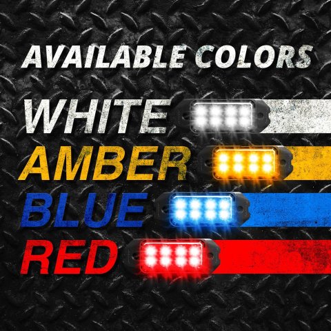 XK Glow Emergency Strobe Lights XK052001-8W 8pc w/ Traffic Modes Ultra Bright LEDs Multiple modes + Solid On - White thumbnail 5
