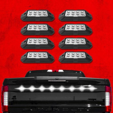 XK Glow Emergency Strobe Lights XK052001-8W 8pc w/ Traffic Modes Ultra Bright LEDs Multiple modes + Solid On - White thumbnail 7
