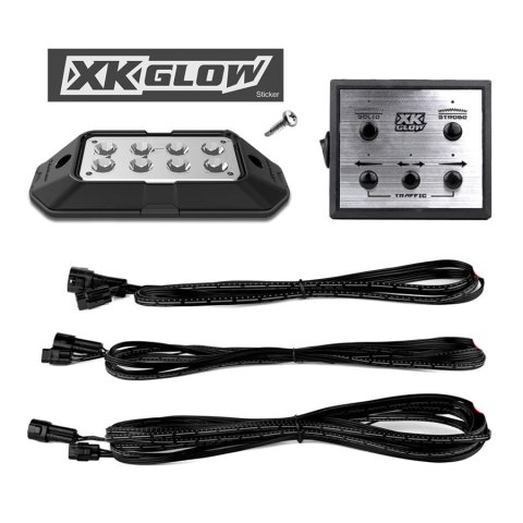 XK Glow Emergency Strobe Lights XK052001-4RB 4pc w/ Traffic Modes Ultra Bright LEDs Multiple modes + Solid On - Red + Blue