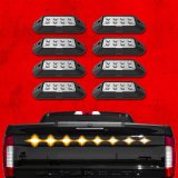 XK Glow Emergency Strobe Lights XK052001-8A 8pc w/ Traffic Modes Ultra Bright LEDs Multiple modes + Solid On - Amber thumbnail 2